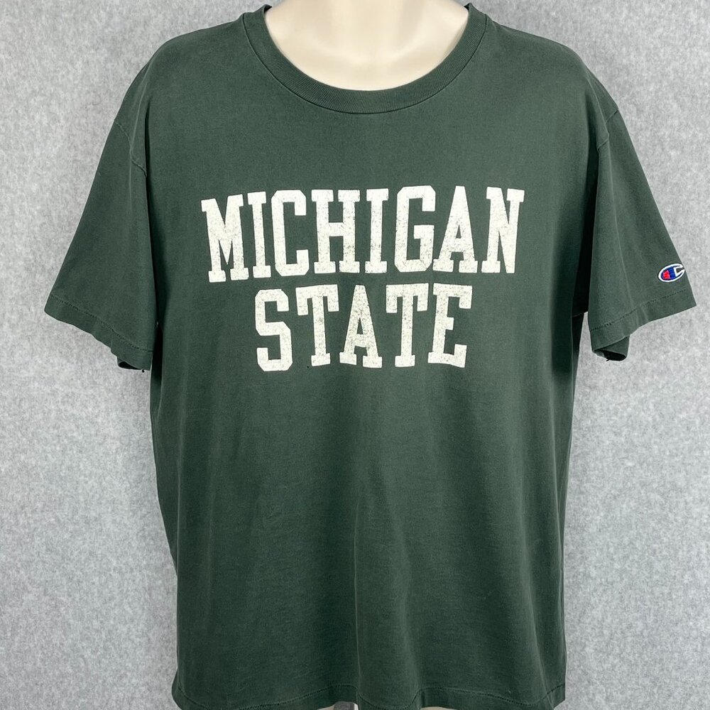 Vintage Michigan State Spartans Champion T Shirt Single Stitch Green XL Made USA